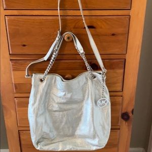 Michael Kors silver leather purse